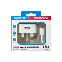 1 USB Wall Charger with Type-C Cable – Fast Charging Adapter