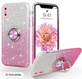 Pink 2-Tone Glitter Ring Case | Sparkle Phone Cover with Finger Holder
