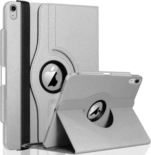 silver tablet case with Apple logo on a white background