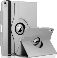 silver tablet case with Apple logo on a white background
