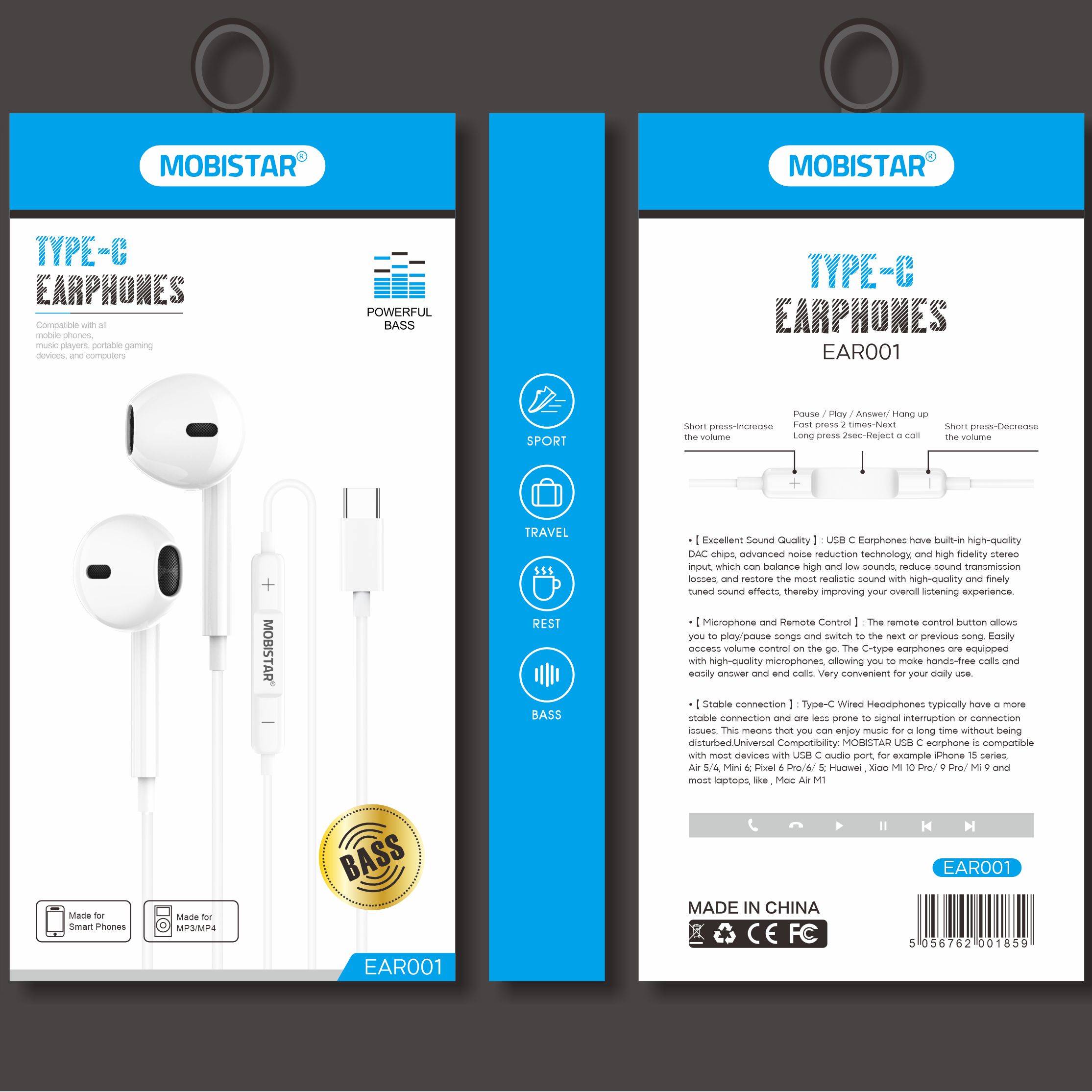 Type-C Earphones – Wired USB-C Earbuds with High Bass, Noise Isolation & HD Sound Quality