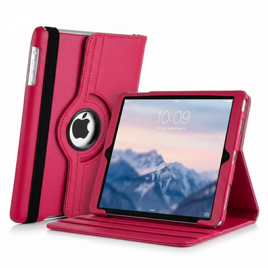 Pink 360° iPad Case – Rotating Stand Cover, Shockproof Full Protection