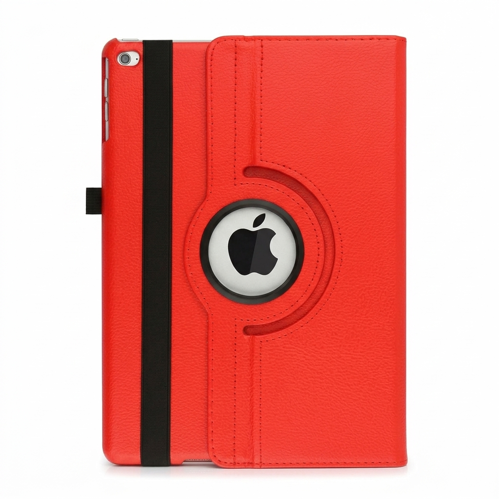 Red 360° iPad Case – Rotating Stand Cover, Shockproof Full Protection