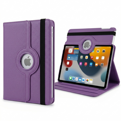 Purple 360° iPad Case – Rotating Stand Cover, Shockproof Full Protection