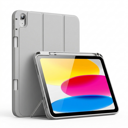 Grey Smart Pen Case with Holder – Magnetic Stand, Slim & Shockproof Cover