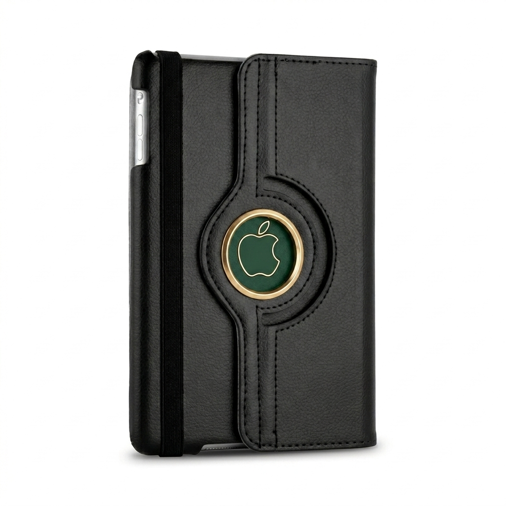 Black 360° iPad Case – Rotating Stand Cover, Shockproof Full Protection
