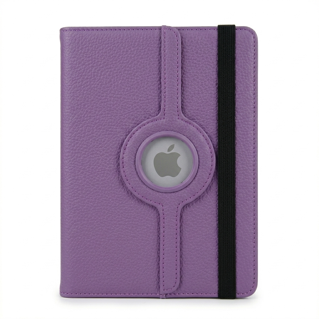 Purple 360° iPad Case – Rotating Stand Cover, Shockproof Full Protection