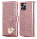 Rose Glitter Heart Book Case | Magnetic Flip Cover, Stylish & Shockproof