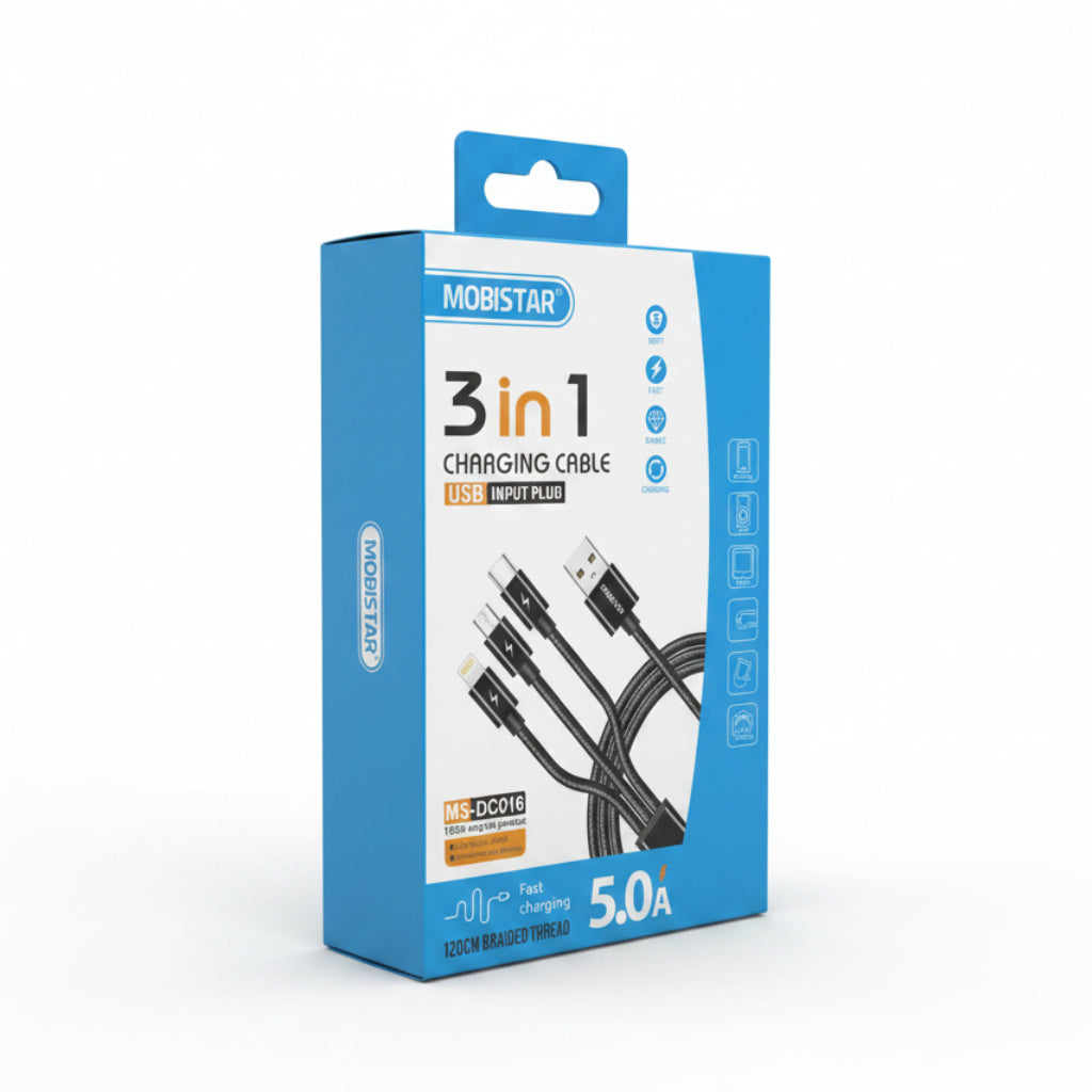 3-in-1 USB Charging Cable – Multi Fast Charging Cable for Android, iPhone & Type-C