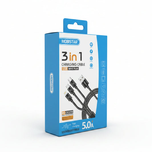 3-in-1 USB Charging Cable – Multi Fast Charging Cable for Android, iPhone & Type-C