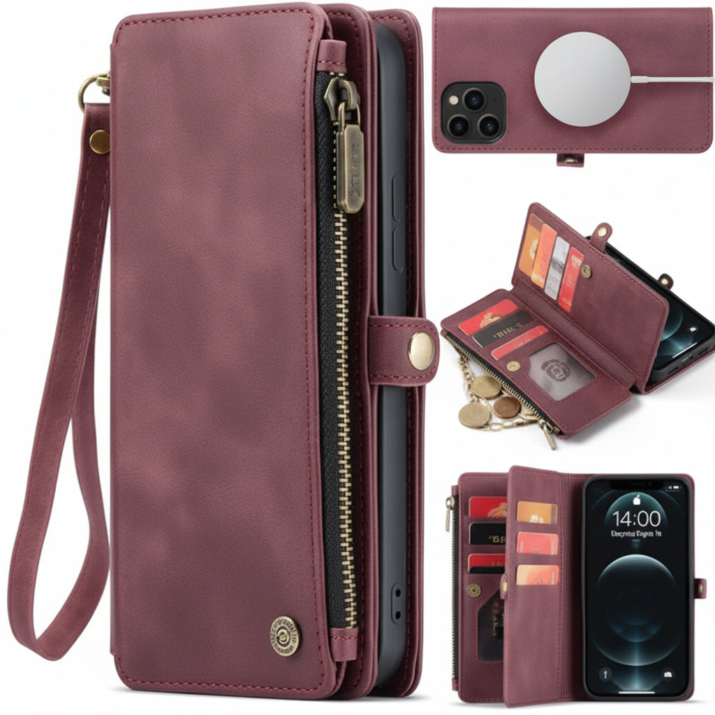 Emerald Zip Bookcase Phone Cover | Wallet Case with Card Holder & Stand