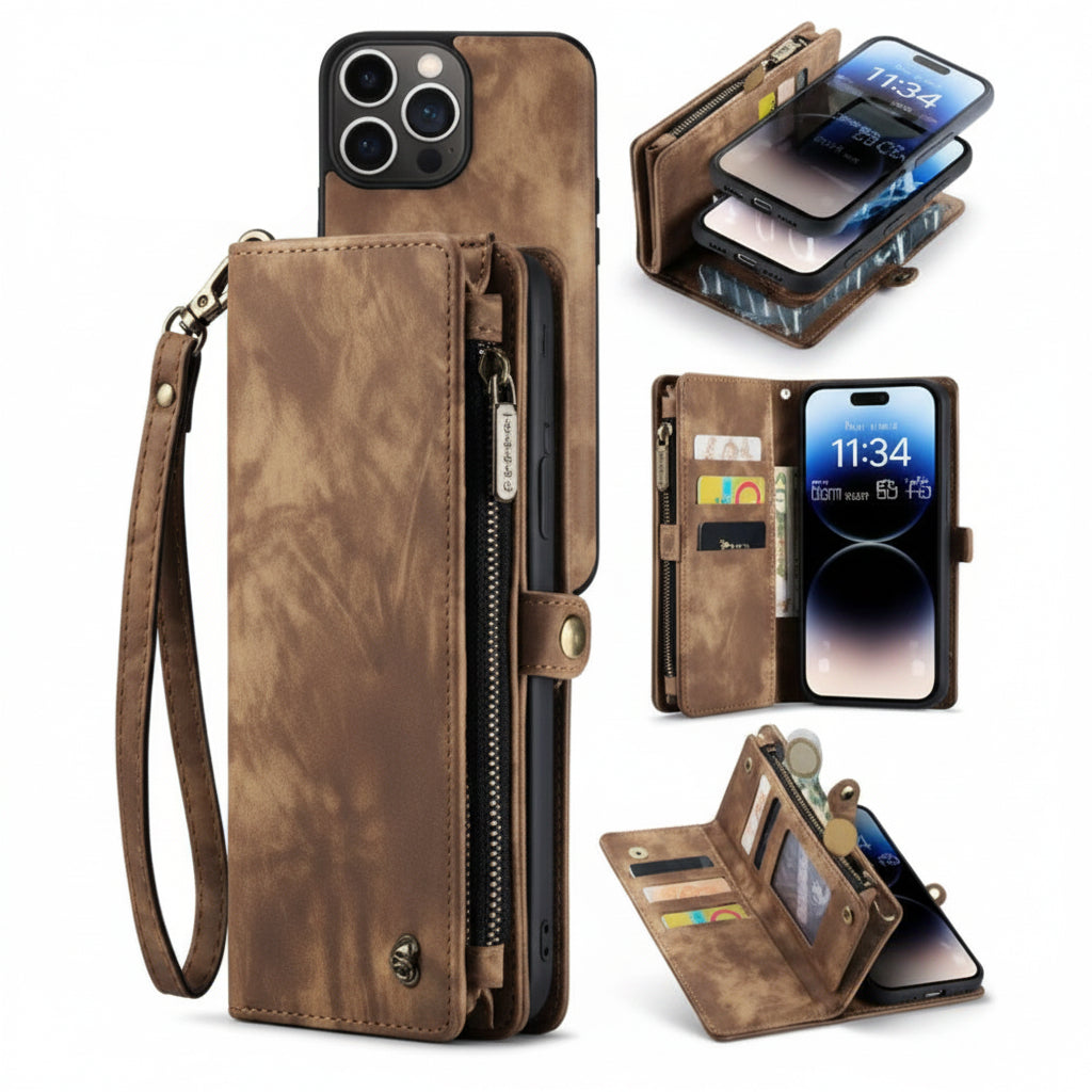Emerald Zip Bookcase Phone Cover | Wallet Case with Card Holder & Stand