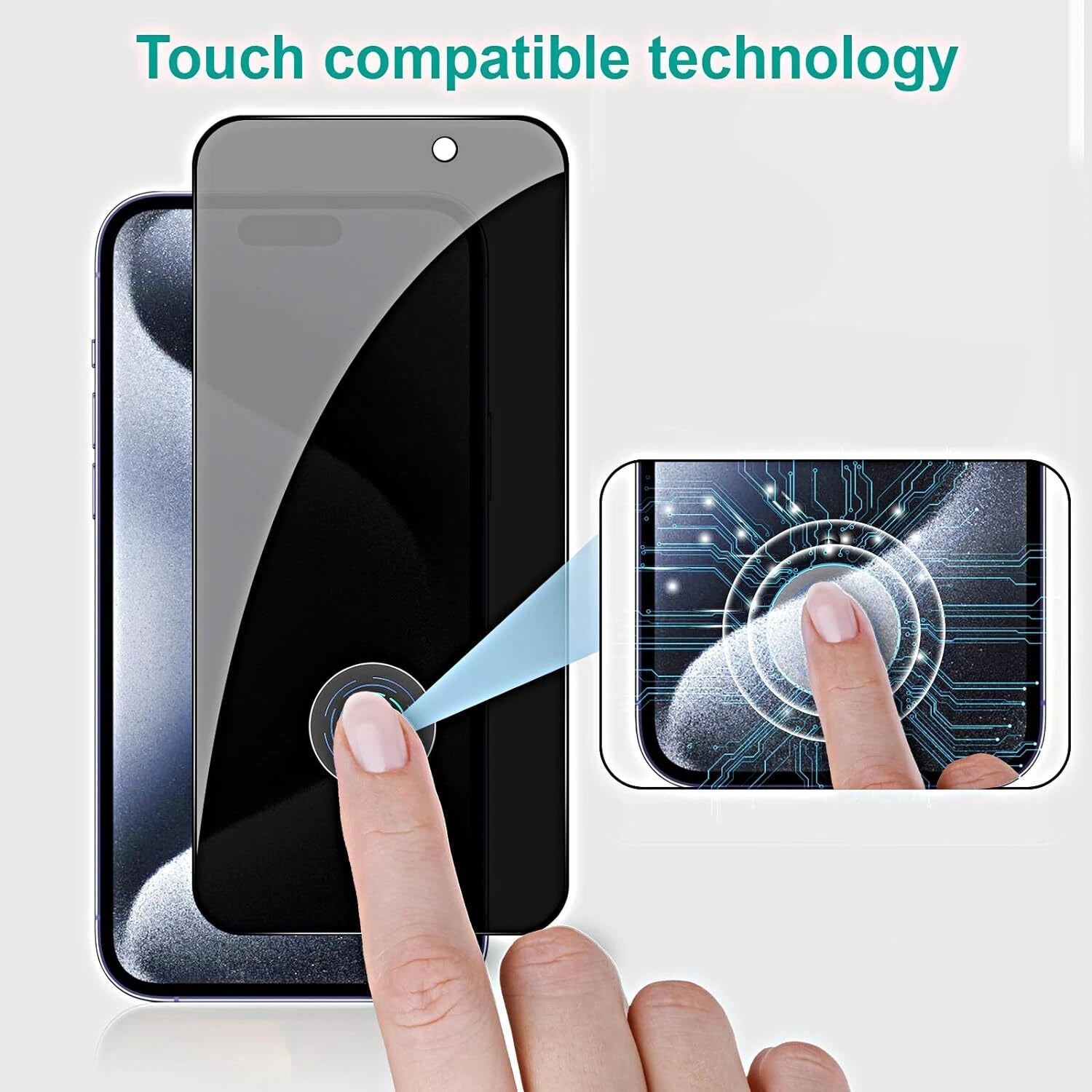 iPhone 15 Privacy Screen Protector – 2 Pack Tempered Glass Anti Spy HD (Wholesale)
