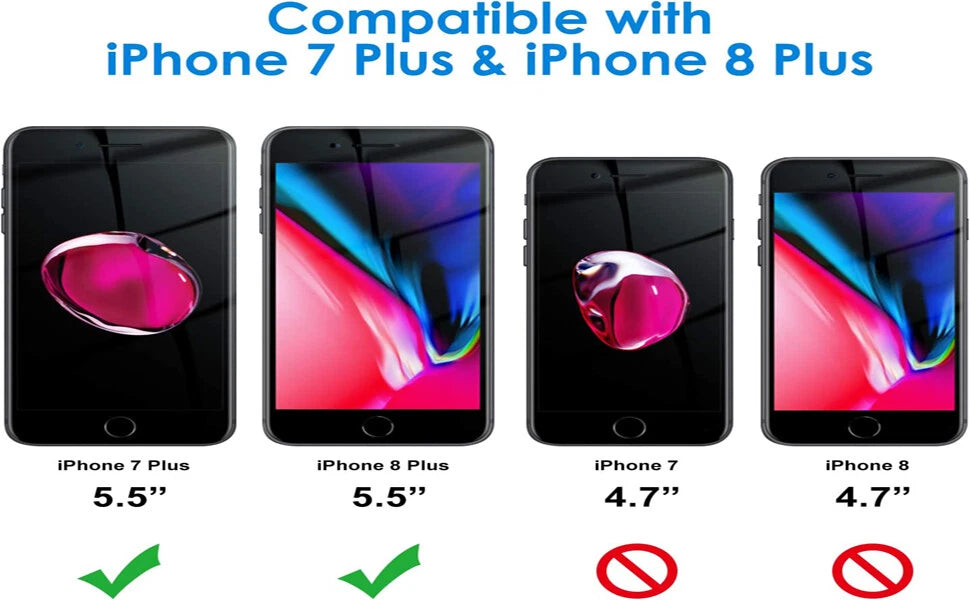 iPhone 7 / 8 Plus Privacy Screen Protector – 2 Pack Tempered Glass Anti Spy HD