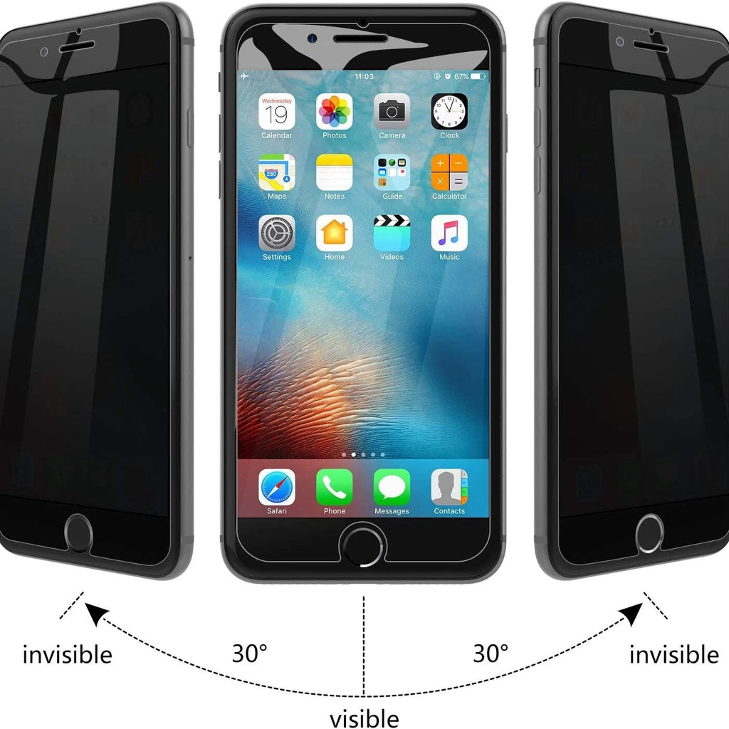 iPhone 7 / 8 Plus Privacy Screen Protector – 2 Pack Tempered Glass Anti Spy HD