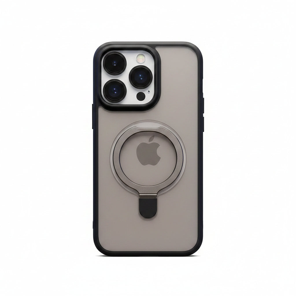 Black Kickstand Case with Lens Protection | Shockproof Phone Cover
