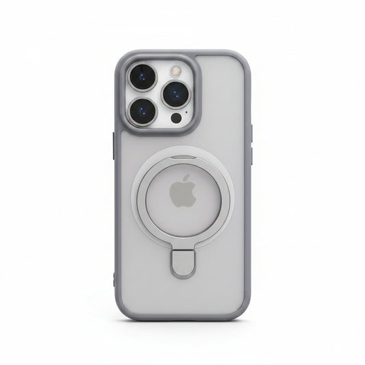 Grey Kickstand Case with Lens Protection | Shockproof Phone Cover