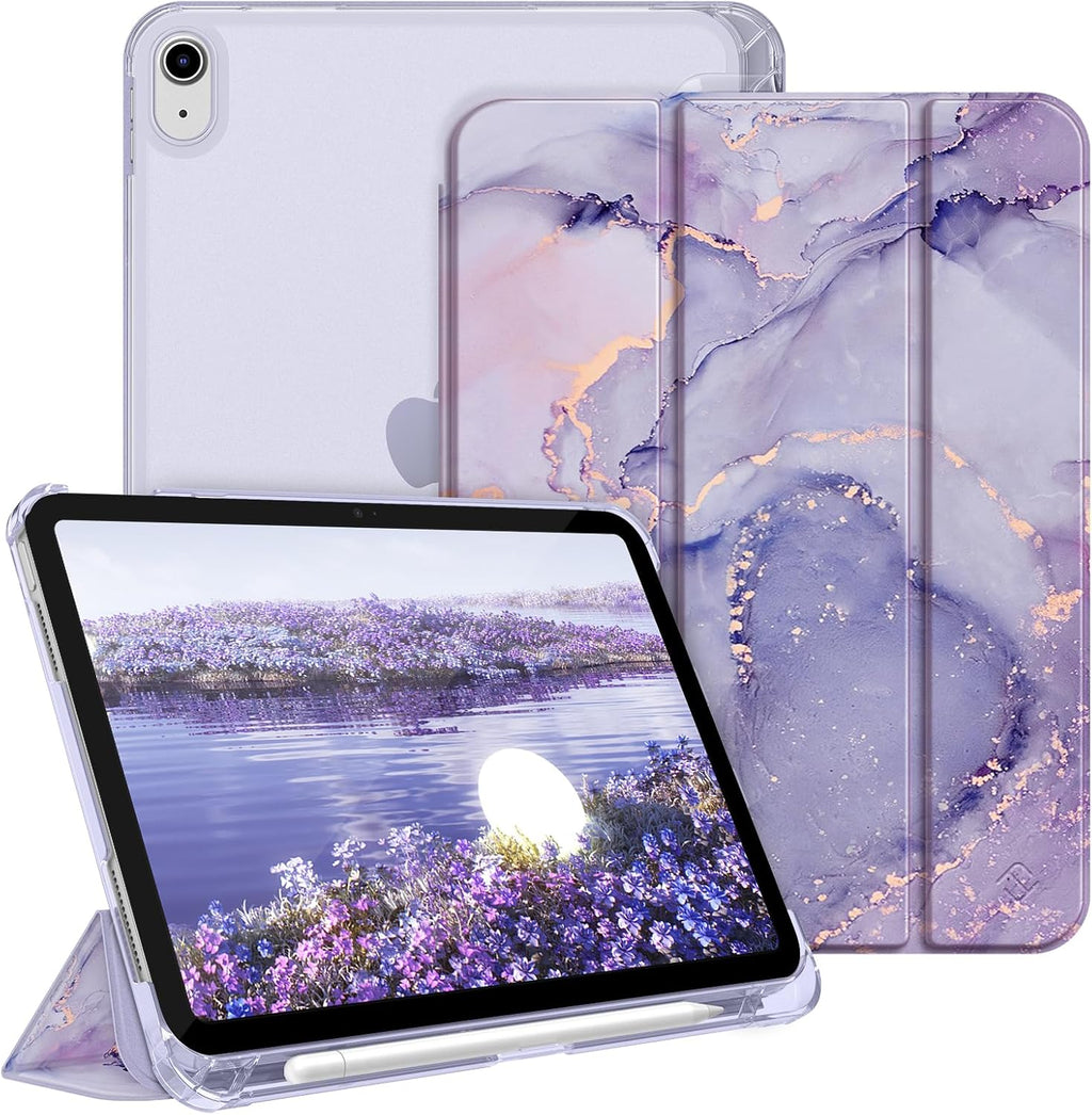 Marble Tablet Case with Pen Holder – Magnetic Stand, Slim & Shockproof Cover