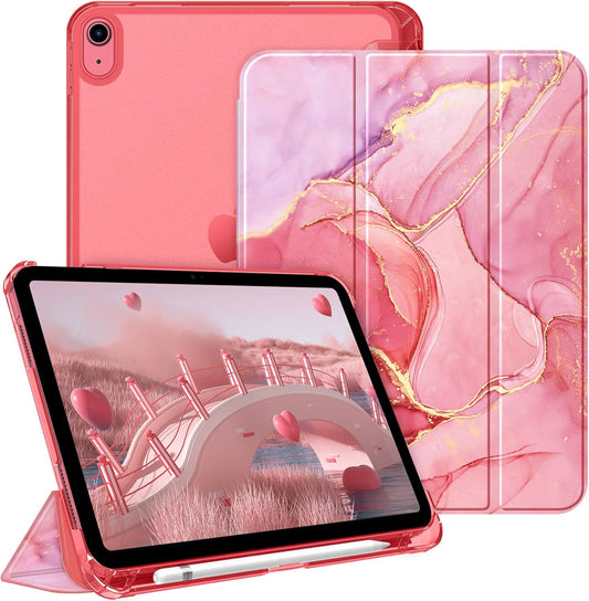Marble Tablet Case with Pen Holder – Magnetic Stand, Slim & Shockproof Cover
